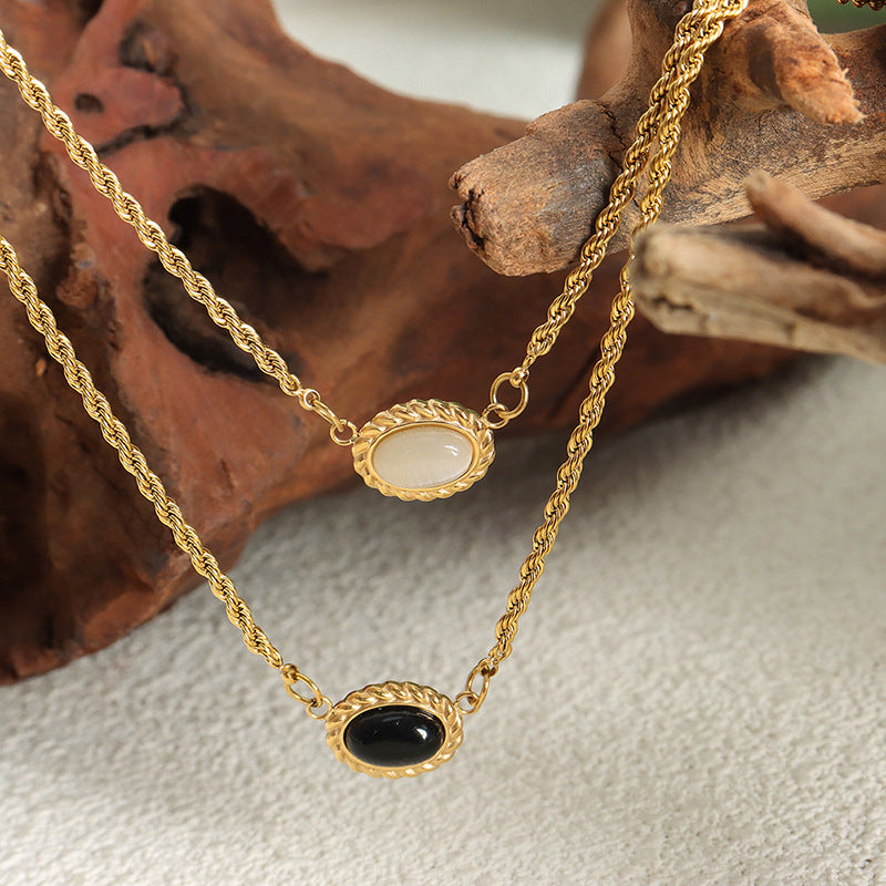 Twist Double-Layer Pendant Necklace