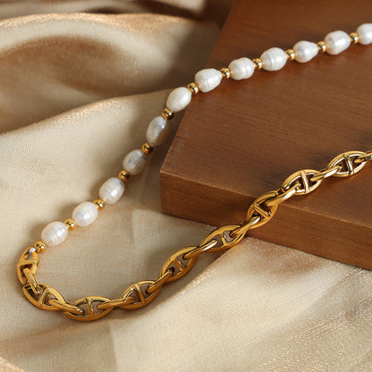 Gold-Plated Pearl Necklace