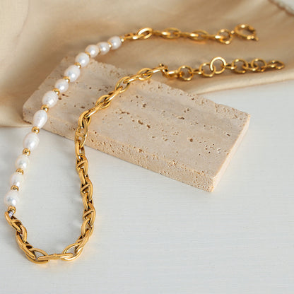 Gold-Plated Pearl Necklace