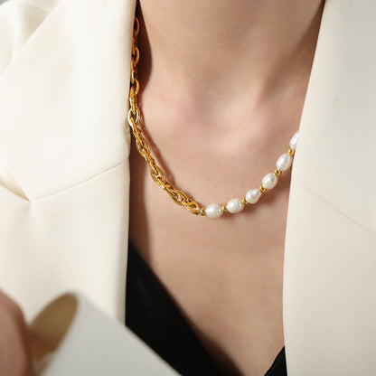 Gold-Plated Pearl Necklace