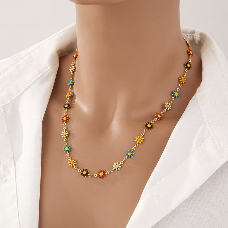 Colorful Daisy Oil Necklace