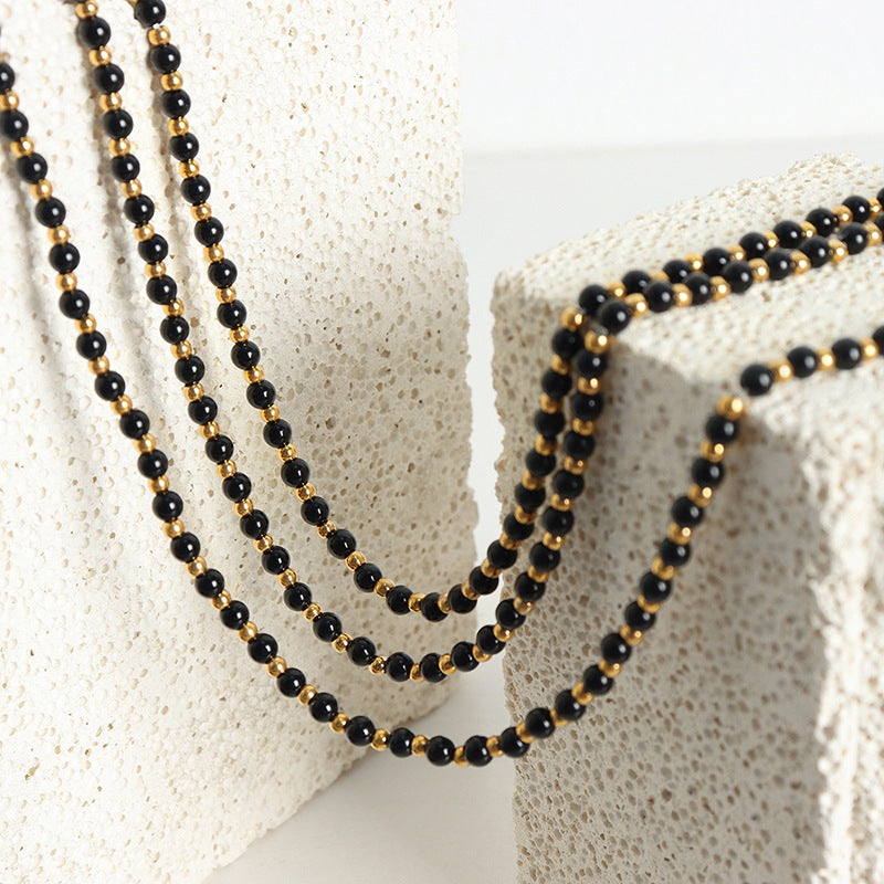 Black Agate Beaded Necklace