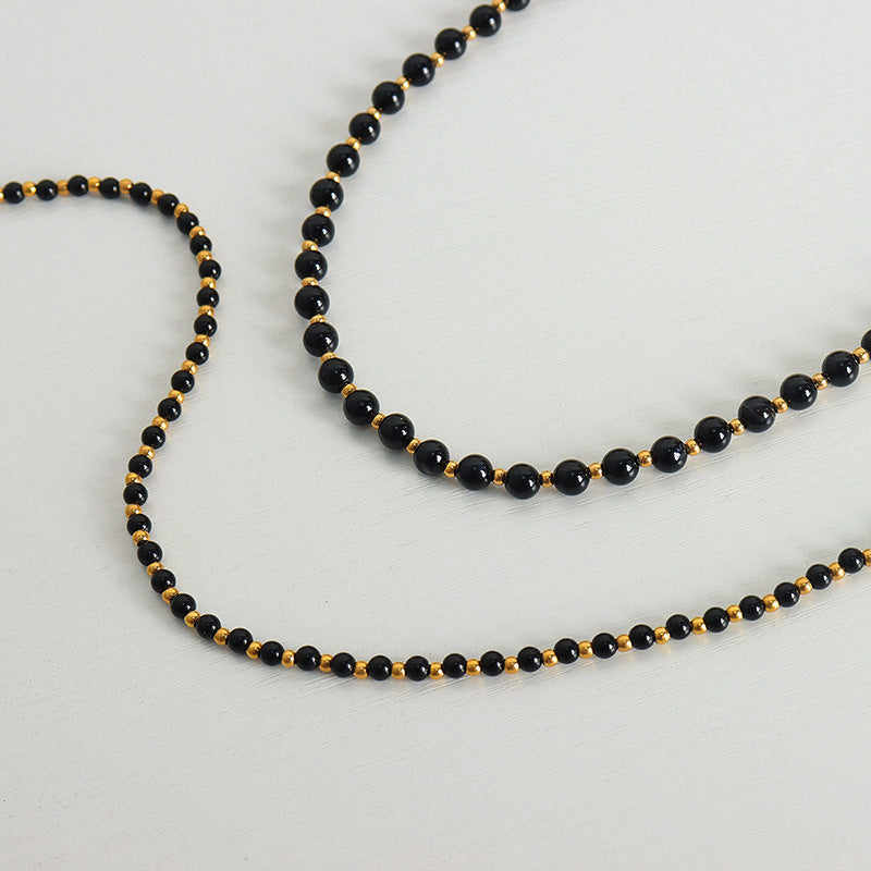 Black Agate Beaded Necklace