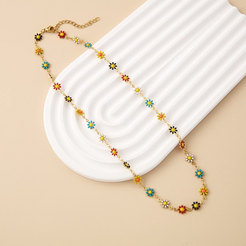 Colorful Daisy Oil Necklace