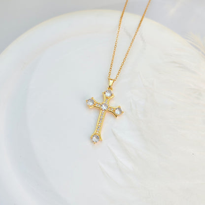 Zircon Cross Necklace For Women Light Luxury