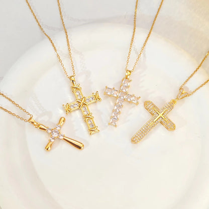 Zircon Cross Necklace For Women Light Luxury