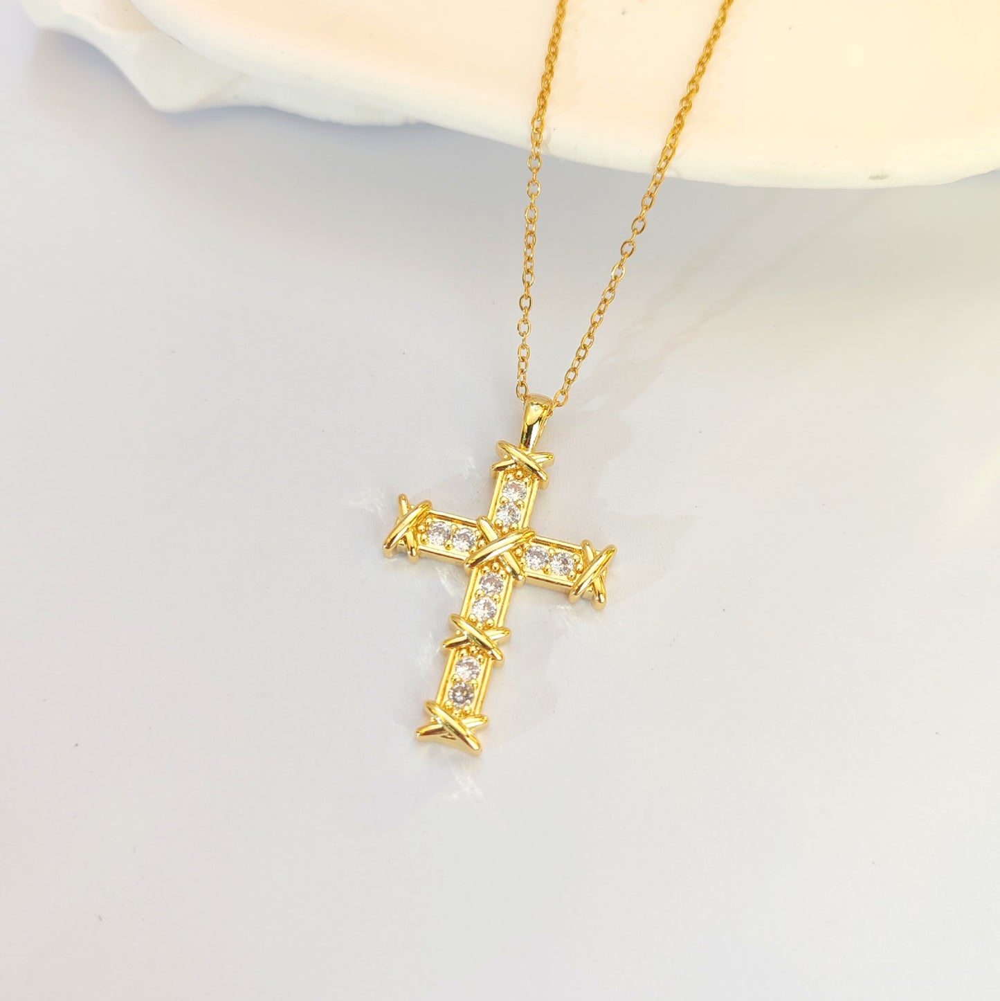 Zircon Cross Necklace For Women Light Luxury