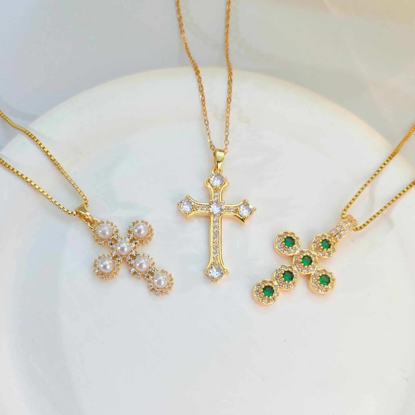 Zircon Cross Necklace For Women Light Luxury