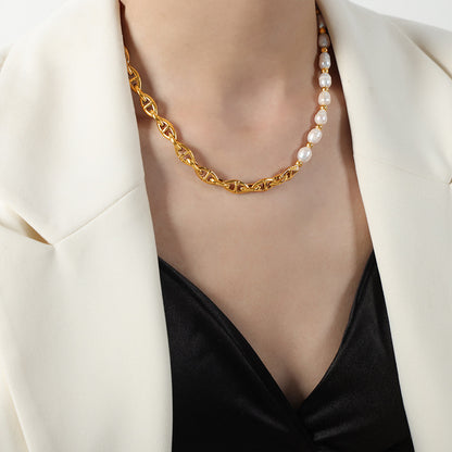 Gold-Plated Pearl Necklace